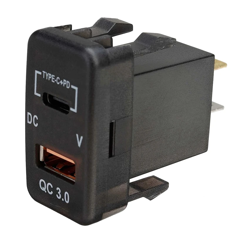 Автомобильное зарядное устройство Type-C + PD QC3.0, двойной USB адаптер, разъем для приборной панели, Вольтметр для Landcruiser Prado FJ Cruiser Hiace RAV4
