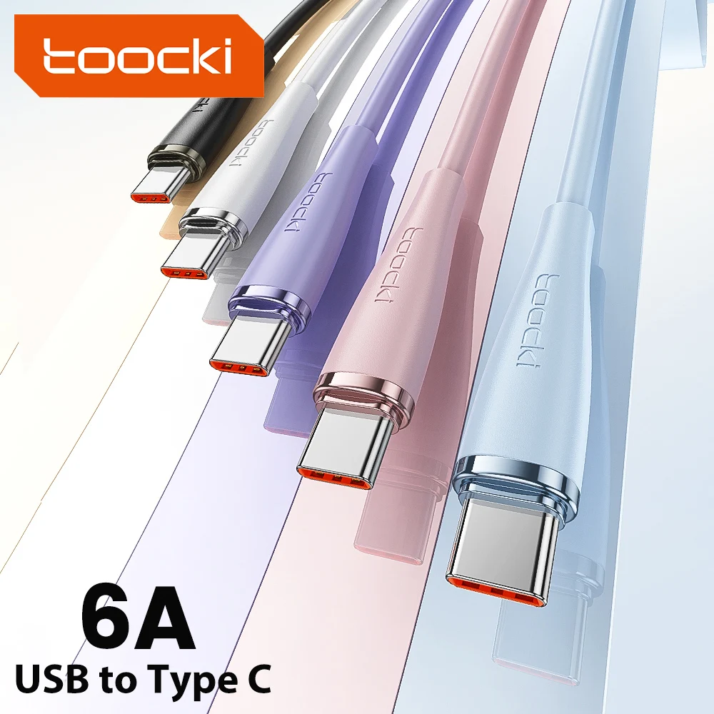 Toocki 100W Flash Charge USB auf USB-C Kabel 6A Typ-C Schnellladung für Samsung Huawei Mate 1/2/3/5 Stück 1,2/2M TPE USBC Datenkabel