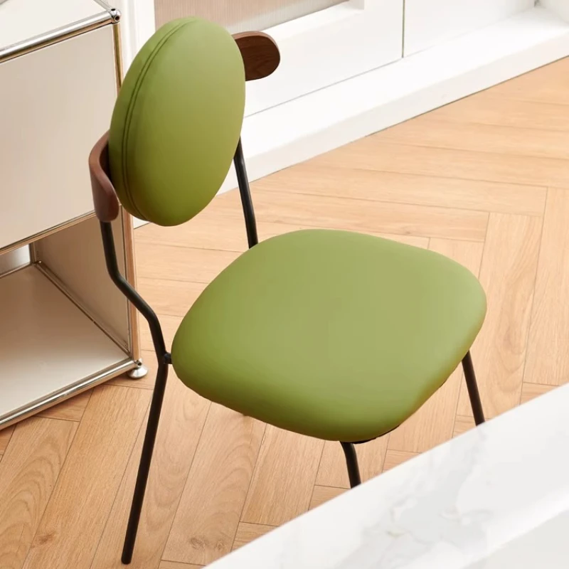 

French Stainless Steel Solid Wood Dining Chair Classic Button Shape Chair Small Exquisite Retro Bedroom Back Makeup Chair