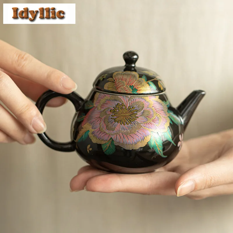 

170ml Palace Style Handmade Prosperous Pyriform Teapot Handmade Tea Infuser Pot Tea Maker Kettle With Filter Tableware Craft