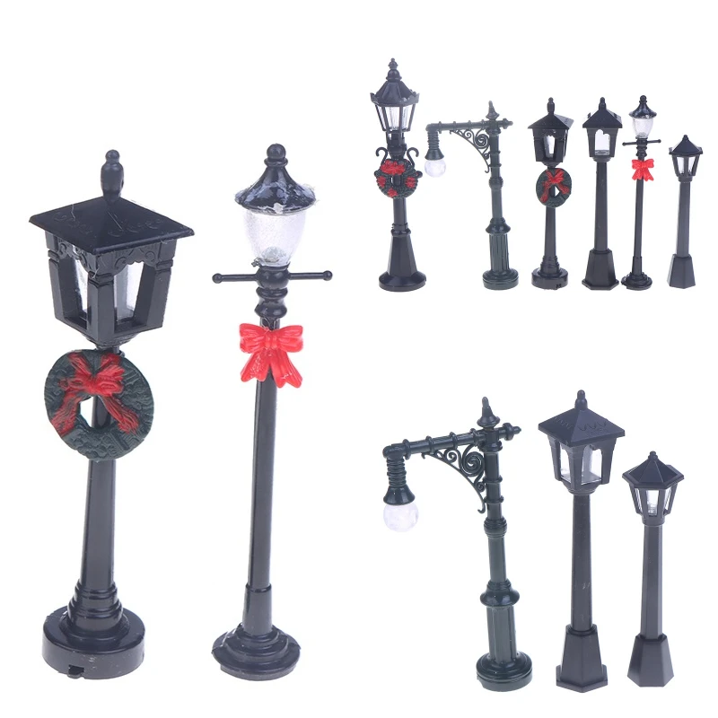 2/12Pcs Mini Weihnachten Straßenlaternen Modell Garten Straßenlaternen Puppenhaus Simulation Miniaturen Lichter Ornamente Wohnkultur