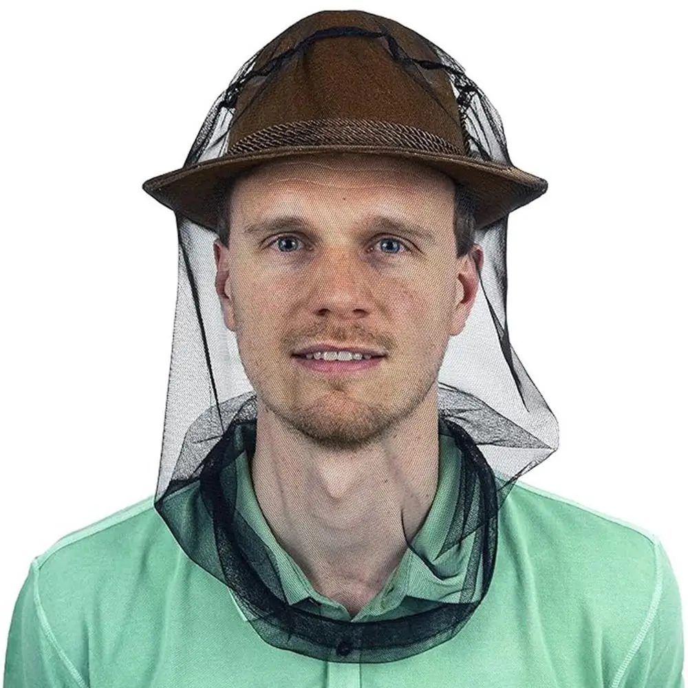 ガーデニングハット通気性蚊ヘッドネットメッシュ軽量帽子ネットカバー蚊帳キャップキャンプ