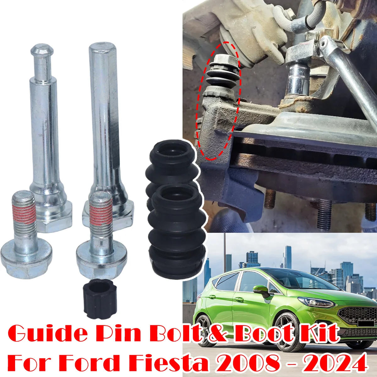 

Front Rear Brake Caliper Slider Guide Pins Bolt For Ford Fiesta Left Right Disc Housing Rubber Bellows Sleeve Boot Seal 08-24