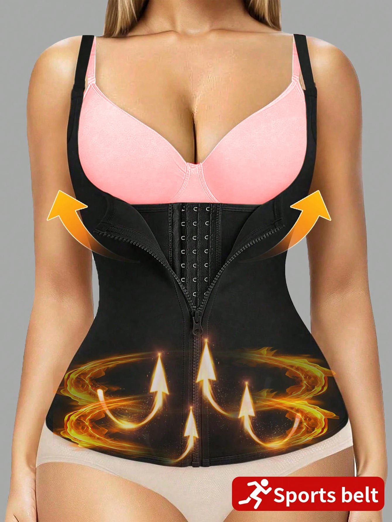 여성용 스포츠 웨이스트 트레이너 쉐이프웨어 1개, 조절 가능한 어깨끈, 지퍼 여밈, 가슴 지지 및 복부 보정 기능 포함