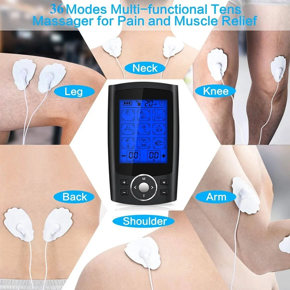 36 Modes TENS Electric Muscle Stimulator EMS Acupuncture Moxibustion Relaxation Digital Electronic Pulse Meridians Physiotherapy