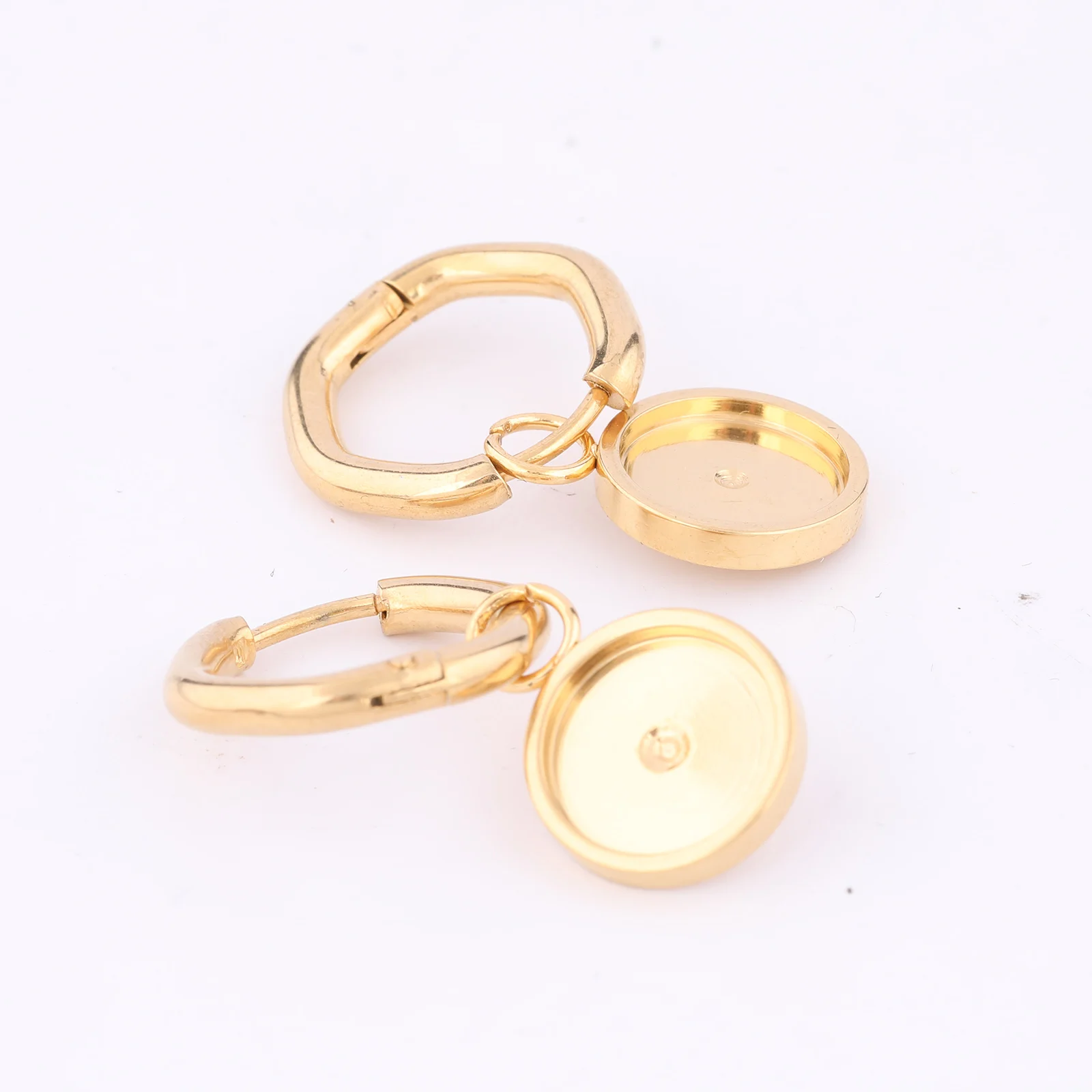 6pcs Stainless Steel Gold Plated Leverback Earring Clasp Hooks Findings Fit 10mm Cabochon Earrings Bezel Setting Blanks Diy image 3
