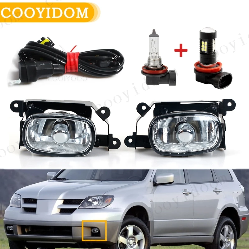 Car Front Bumper Fog Car Lights Car light Fog Lamp For Mitsubishi Outlander 2004 2005 2006 headlight fog lamps With 9006 Bulbs