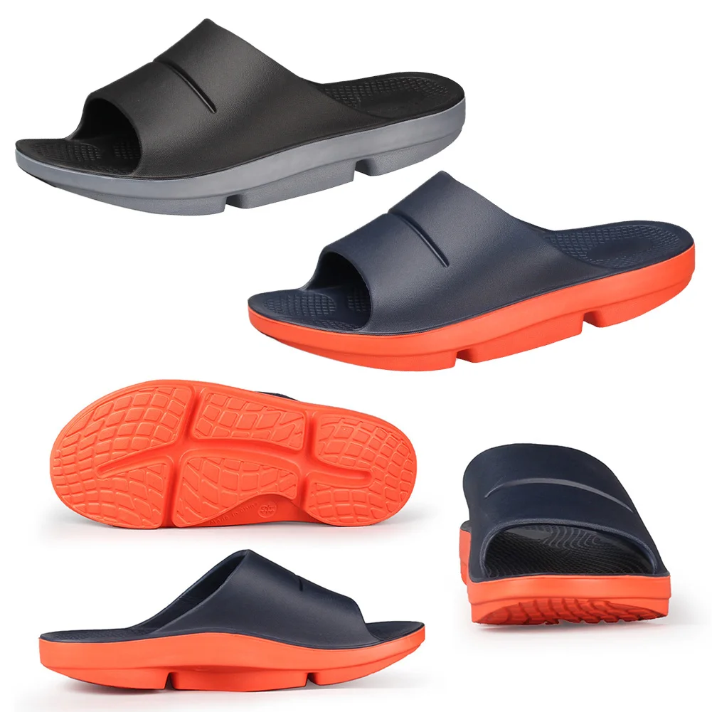 Mens Sport Recovery Sandals Arch Support Plantar Fasciitis Thick Cushion Slides Non-Slip Summer Beach Sandals for Indoor Outdoor