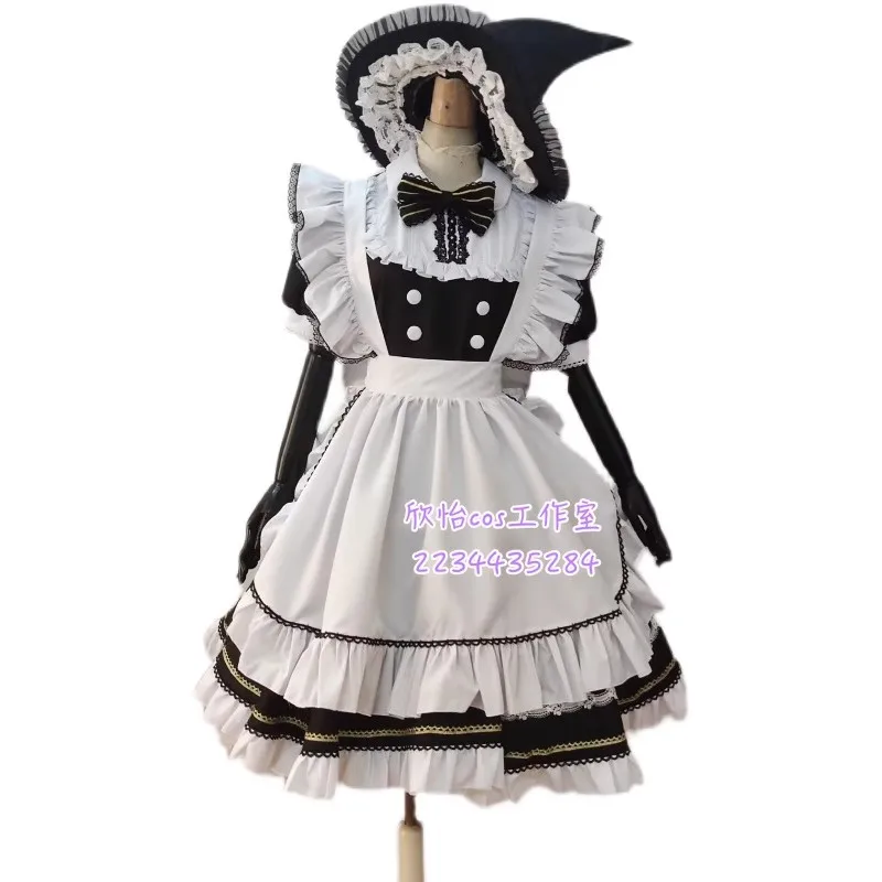 

2023 Touhou Project Kirisame Marisa Apron Dress Maid Uniform Cosplay Costumes with hat