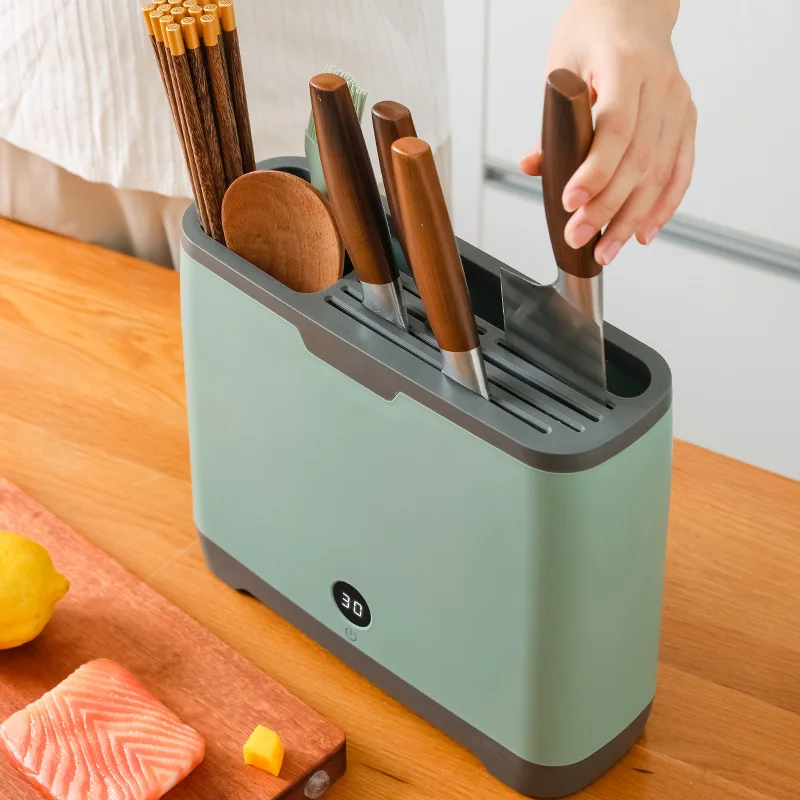 Kitchen Knives Utensils Disinfection Holder UV Sterilization Drying Cutting Board Chopstick Tableware Organizer Rack