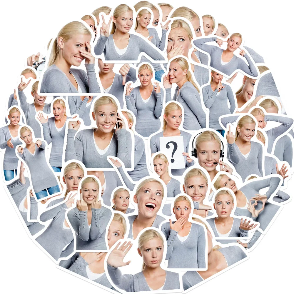 10/30/50 قطعة الشعر الأشقر النساء مضحك ميمي ملصقات الكرتون التعبير الشارات سكيت الأمتعة الهاتف الكتابة على الجدران ملصق الديكور #1