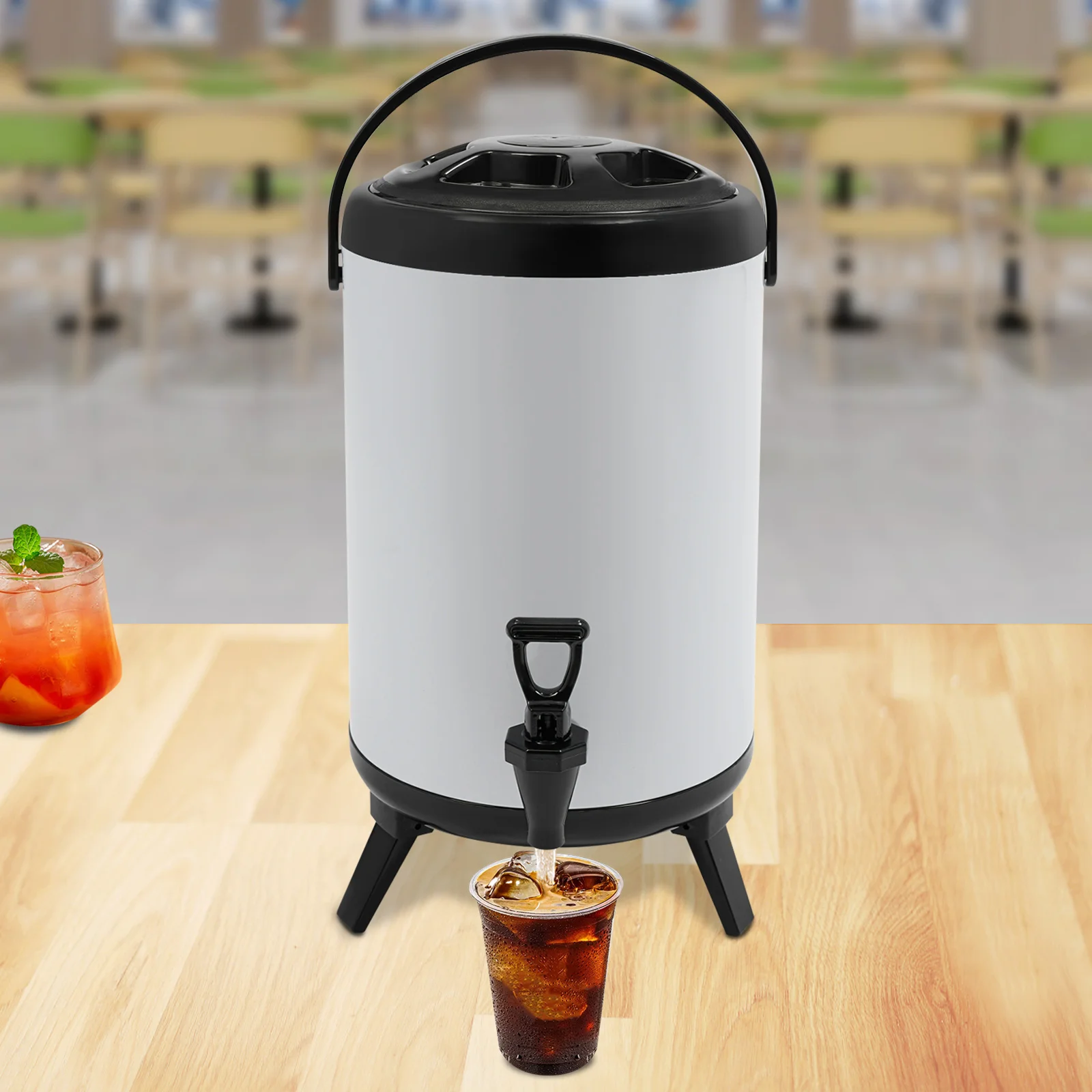 

Stainless Steel Insulated Beverage Dispenser – Insulated Thermal Hot and Cold Coffee Carafe – 10 Liter Drink Dispenser White