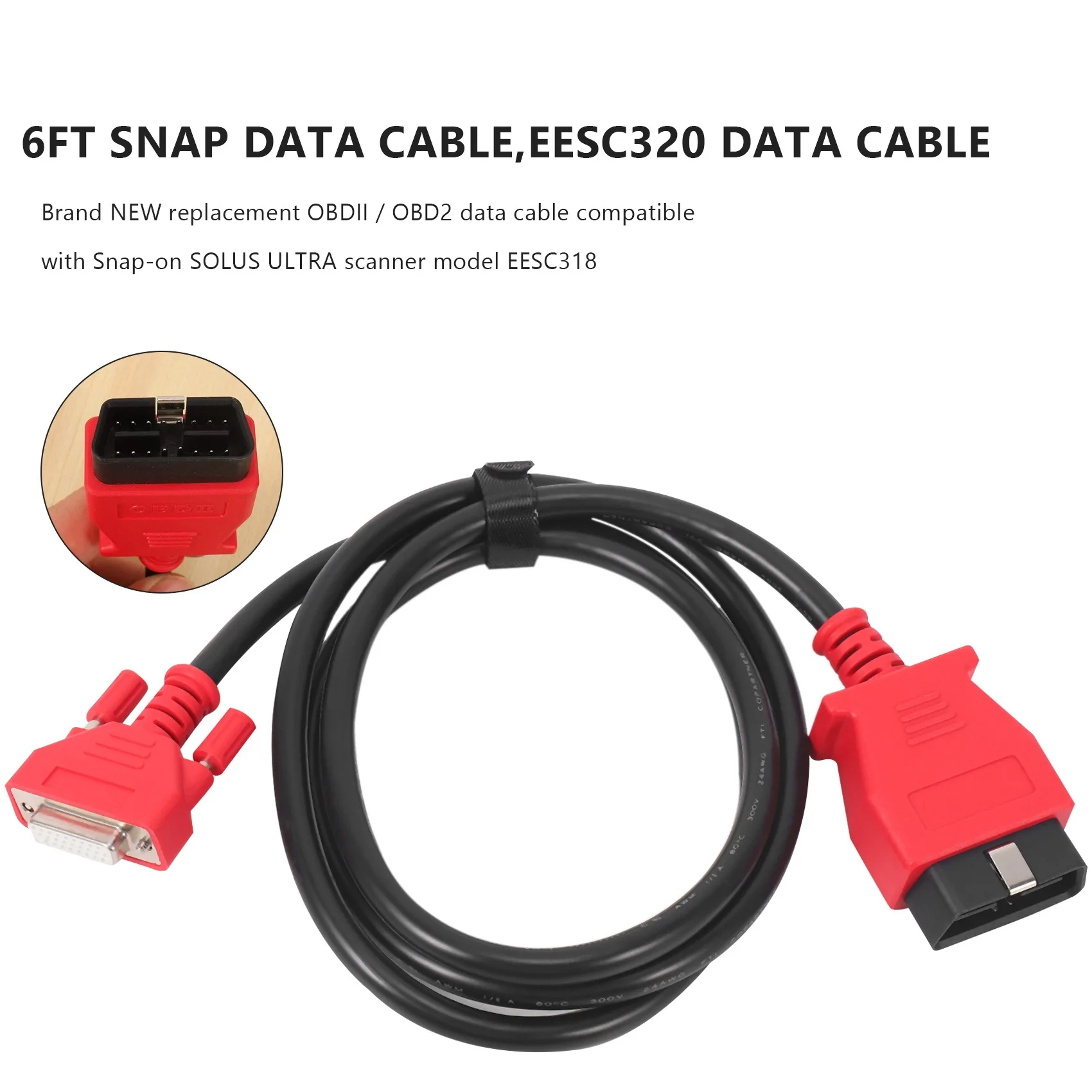 Car 6FT Snap on Scanner DA-4 Compatible OBDII OBD2 Data Cable for EDGE EESC320