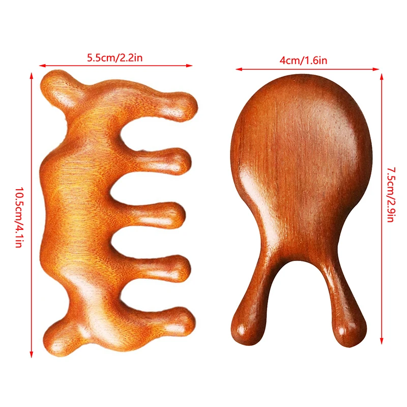 Sandalwood Massage Comb Head Meridian Scalp Comb Face Eye Shoulder Neck Scraping Anti-static Wide Tooth Comb 【A】