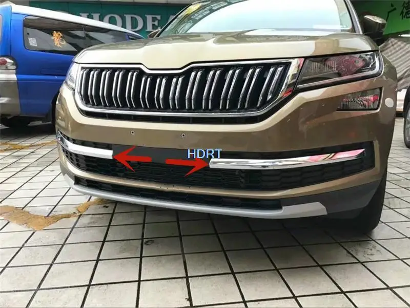 Przednia część środkowa netto siatka ochronna akcesoria dekoracyjne kratka wyścigowa naklejki listwa wykończeniowa dla Skoda Kodiaq 2017 + Car Styling