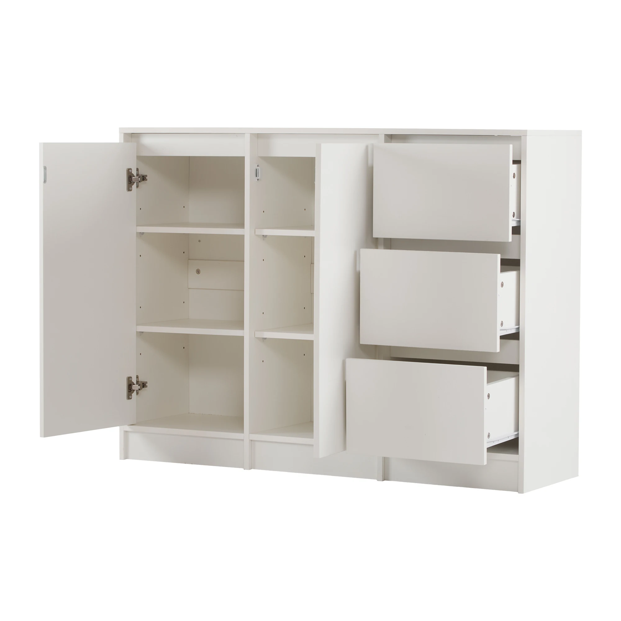 Modern sideboard dresser Shoe cabinet with large storage space, two doors and three drawers with an adjustable shelf for dining