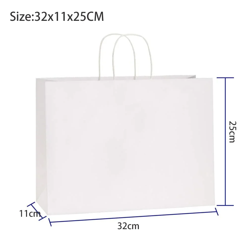 10Pcs Large Kraft Paper Bags with Handles 12.6x4.33x9.84inch Paper Gift Bags for Birthday Wedding Party Shopping Retail Bags
