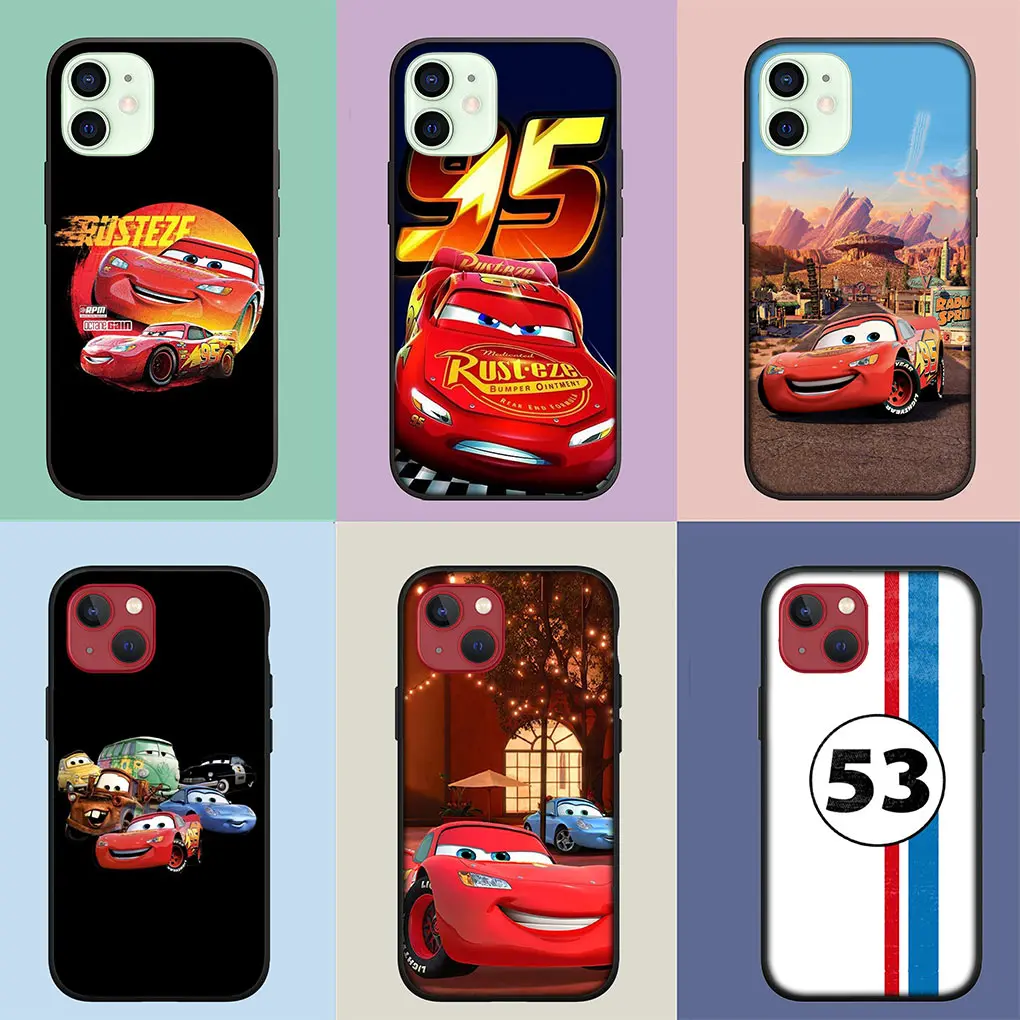 Cartoon Cars Lightning McQueen 95 Phone Cover Casing for Apple iPhone 15 14 Plus 13 12 Mini Pro Max XR + 13Pro 14+ 15+ Soft Case