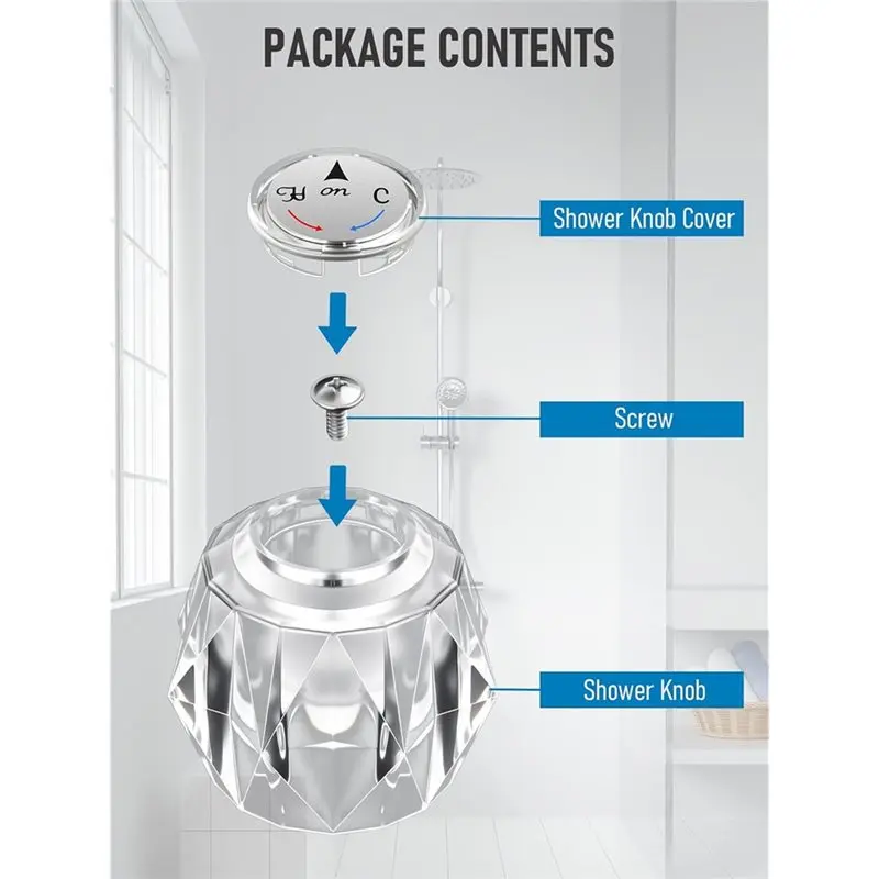 AT43-لـ Delta لاستبدال مقبض الدش RP2391-مقبض أكريليك شفاف مع فتحة أوفست-لجمع كرة RP212 #2