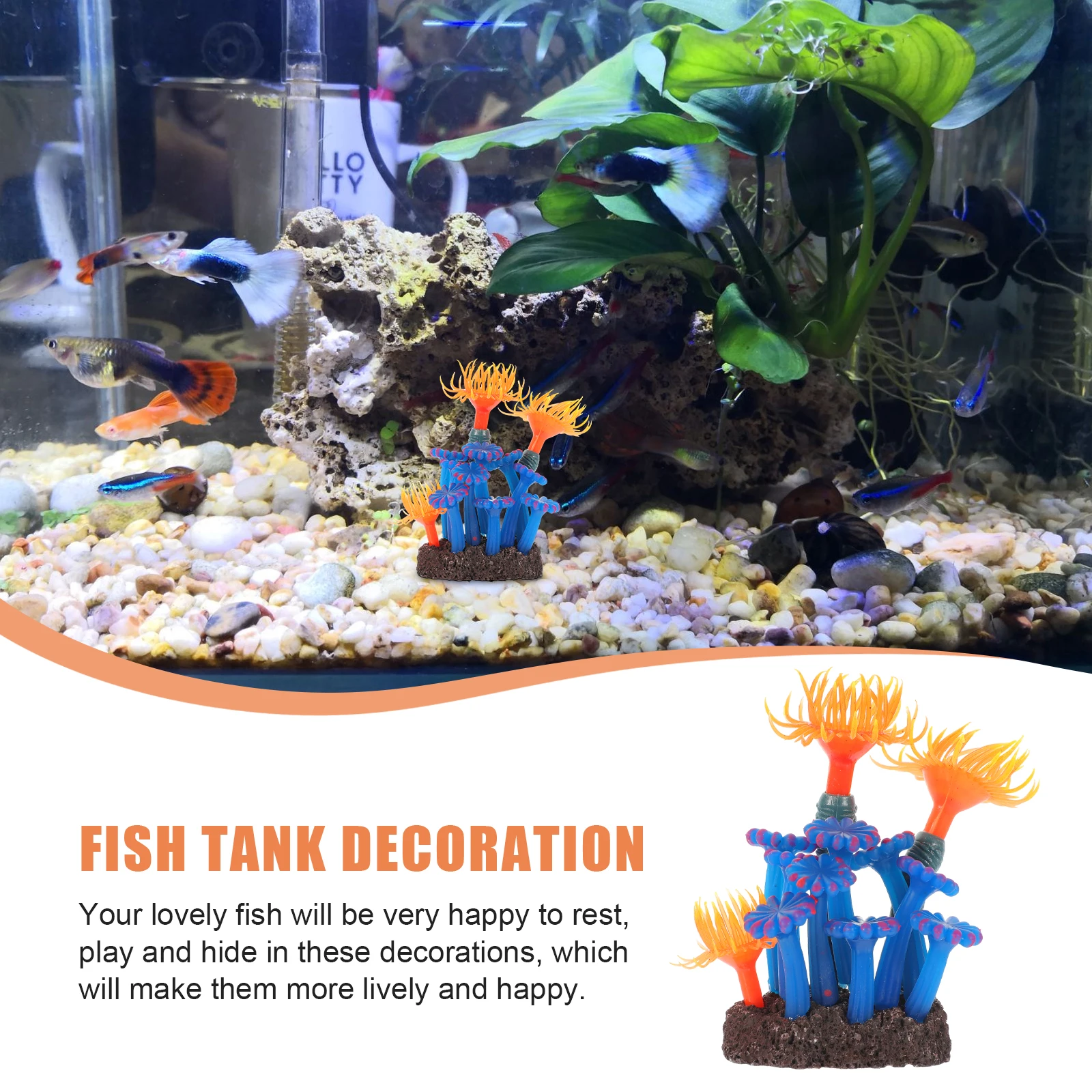 

Artificial Coral Decor Faux Landscape Ornament Safe Resistance Aquarium Glowing Coral Figurine Landscaping Decor