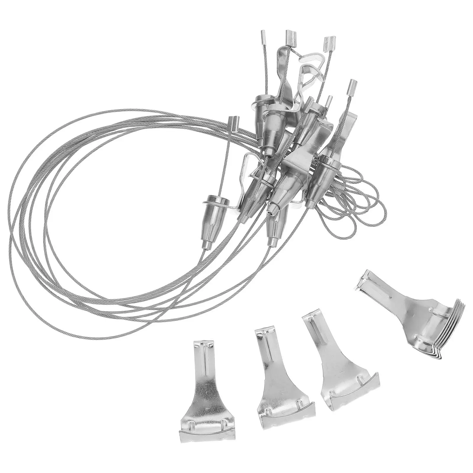 8Pcs Adjustable Picture Rail Hooks Hanging System Heavy Duty Metal Wire Rope Kit for Office Picture Display