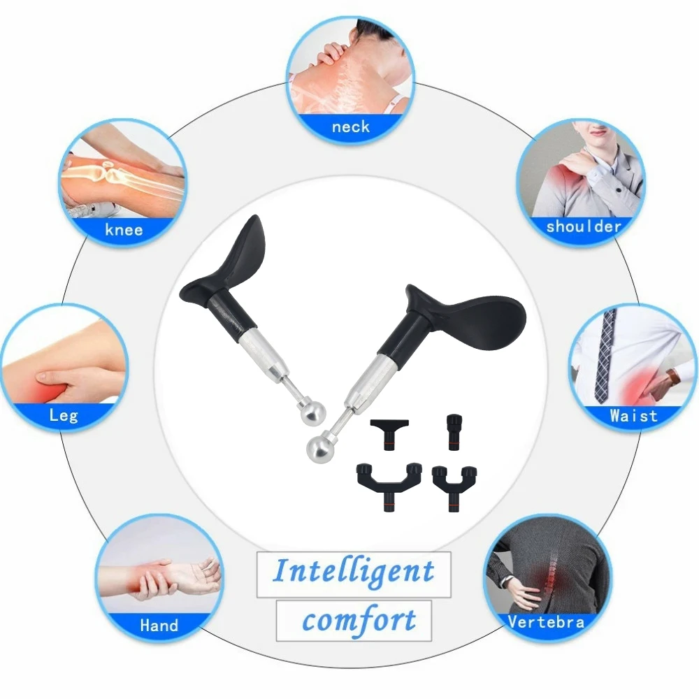 Manual Trigger Point Pressure Massager Multifunctional Body Deep Tissue Massage Gun with Replacement Head Muscle Pain Relief New