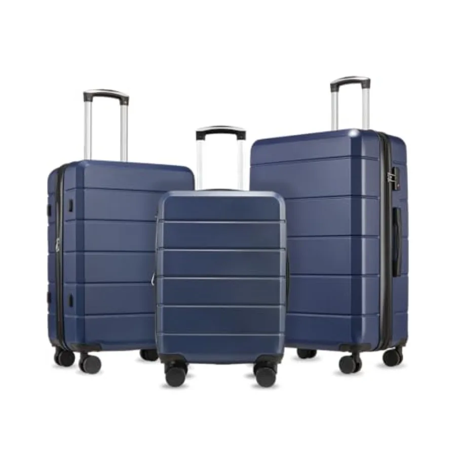 

Blue 3 Piece Expandable Hardshell Luggage Set with TSA Lock and Silent Spinner Wheels for International Travel Lightweight Hard