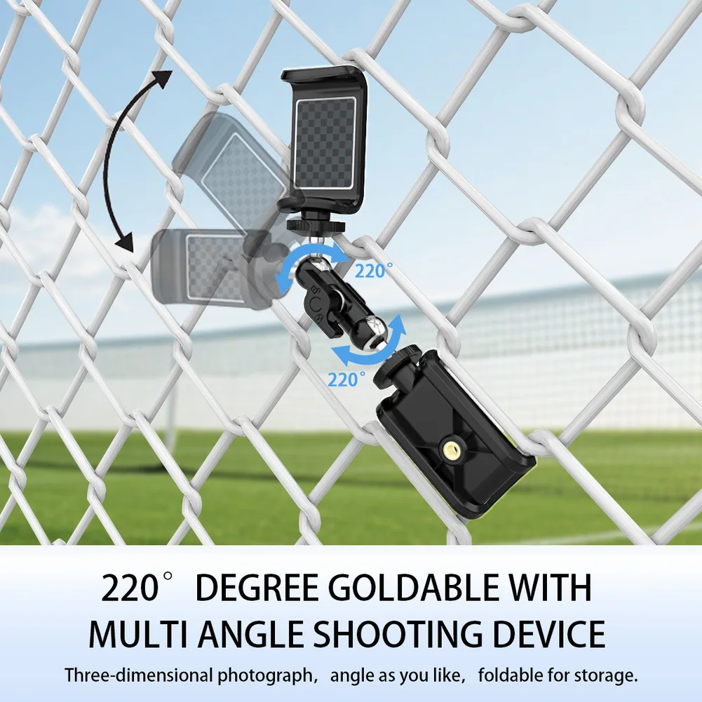 Smartphone Fence Mount Bracket For Live Streaming Adjustable Angle Action Camera Holder For Sports Record Baseball Softball