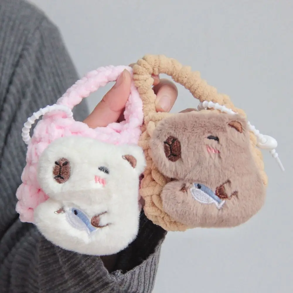 Backpack Hanging Capybara Doll Keychain Anti Loss Portable Kintted Mini Coin Bag Durable Multifunctional Car Keying Pendant