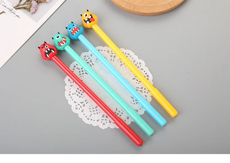 

36 PCS Wholesale Creative Stationery Cartoon Demon Shape Gender Pen Cute Student Baring Tooth Beast Pen Factory Direct Sales