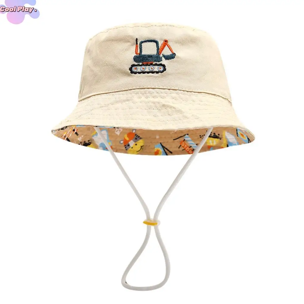 

Cartoon Dinosaur Children Fisherman Hat Embroidery Sunscreen Kids Bucket Hat Panama Hat Wide Brim Baby Capybara Sun Cap Girl