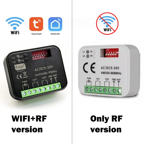 Imagen 2 del producto Nuevo receptor RX-MULTI de 300 a 868 MHz Tuya WIFI, controlador de interruptor de puerta de garaje de 433 MHz, CA/CC 9-30 V, 85-250 V, módulo de interruptor inteligente.