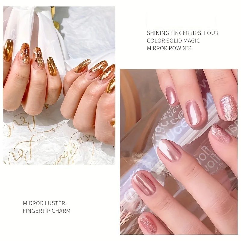 6 Farben Glitzer Nagel pulver Palette - Metallic Spiegel effekt Gel politur für DIY Nail Art und Salon verwenden