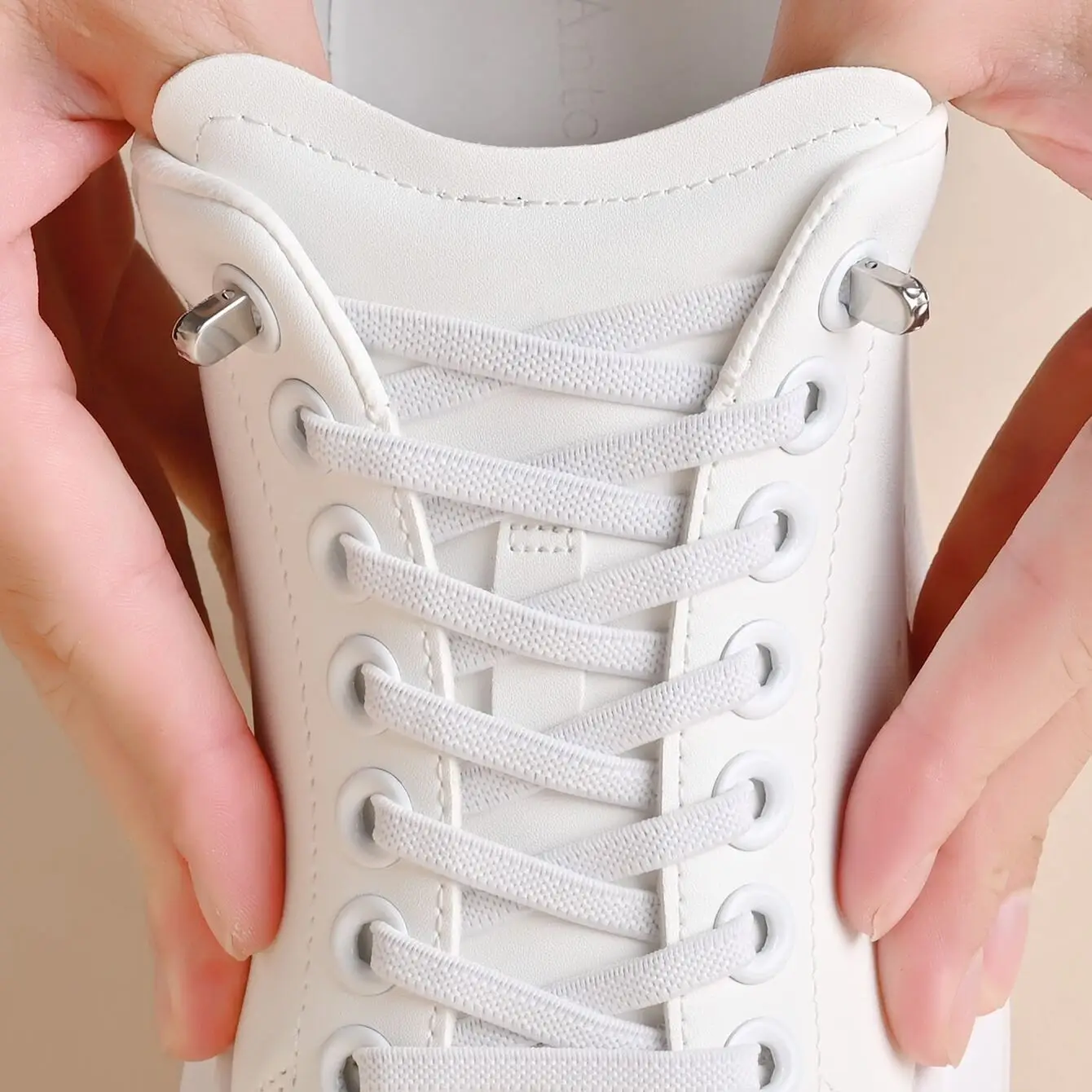 0,6 cm breite, flache, elastische Schnürsenkel, Unisex-Schnürsenkel mit Metallschnalle, Schnellverschluss-Schnürsenkel für Turnschuhe und Freizeitschuhe, 1 Paar/3 Paar