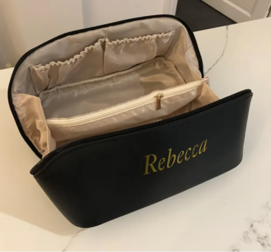 Trousse de maquillage personnalisée avec nom, trousse de maquillage personnalisée, cadeau personnalisé pour elle, cadeau personnalisé pour demoiselle d'honneur