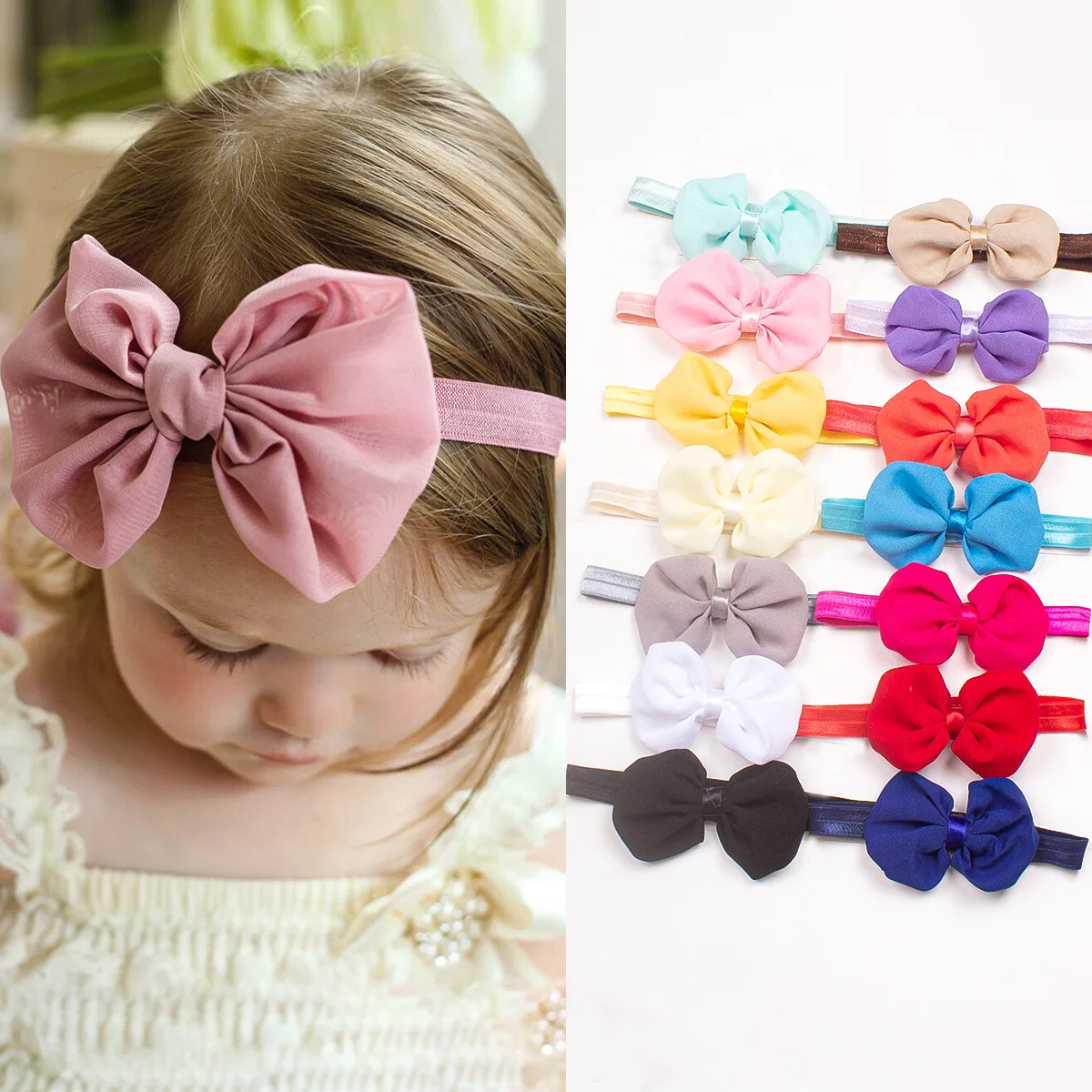 Newborn Baby Headbands For Girls Soft Summer Bows Headband Baby Turban Kids Hairbands Children Headwrap Infant Hair Accessories