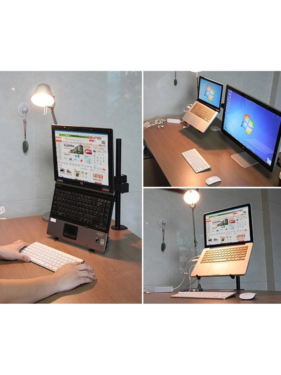 Height Adjustable Desktop Clamping 11-15 inch Laptop Holder Full Motion Cooling Lapdesk Notebook Holder Brakcet  Tablet PC Stand
