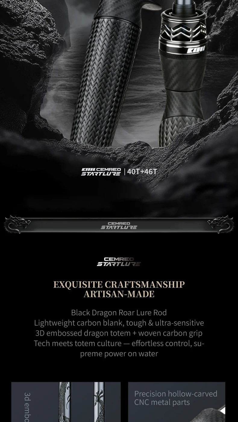 CEMREO Weitwurf-Angelrute mit schneller Aktion, leichtgewichtig, 1,8m/1,98m/2,1m/2,4m zum Angeln, Modell: DARK WARRIOR – Detail 2
