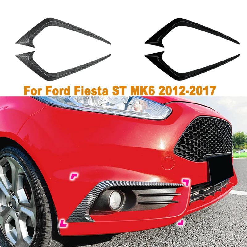 

2Pcs Front Bumper Cover Wind Knife Glossy Black Fog Lamp Trim Blade Trim Light Car Accessories For Ford Fiesta ST MK6 2012-2017