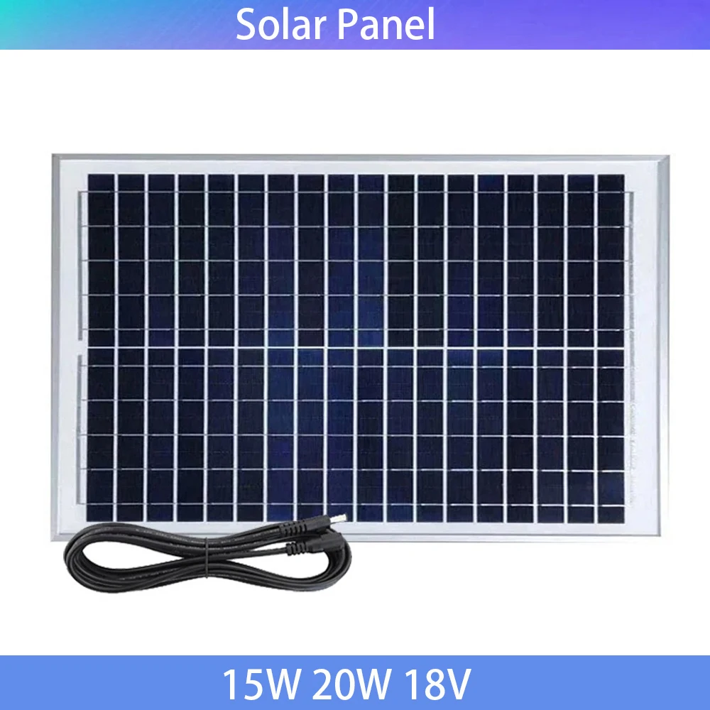 15W 20W 18V IP65 Waterproof Monocrystalline Solar Panel With DC5521 Cable Portable Solar PV Panels for Outdoor Camping Power