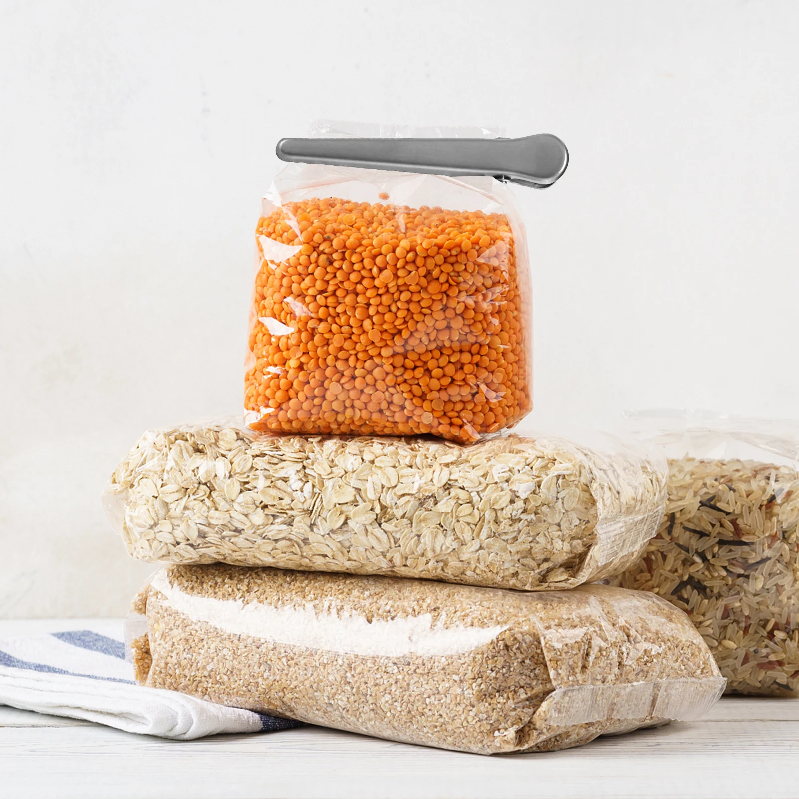 

Сумка из нержавеющей стали для хранения продуктов, закусок, запечатывающих купюр, сумки для морозильной камеры, длинные короткие стили, зажимы для билетов, зажимы для купюр