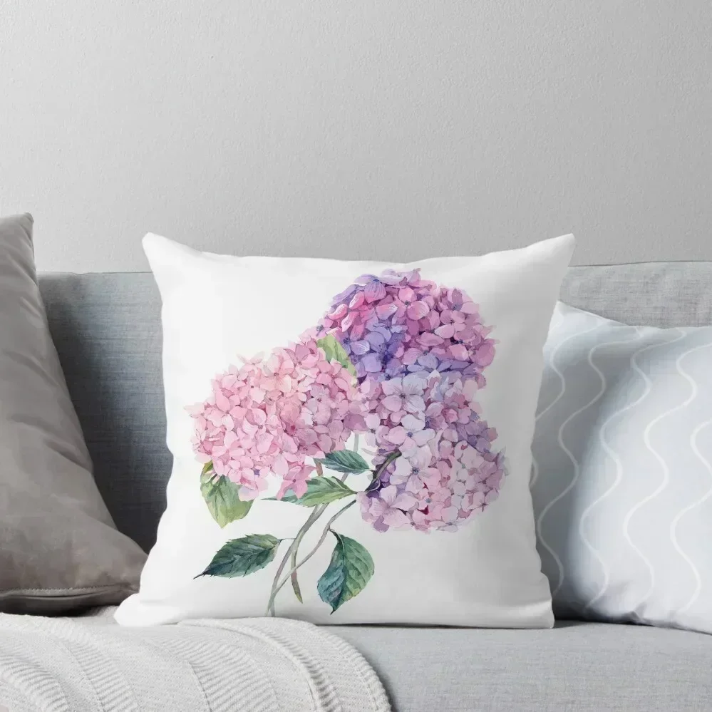 

Watercolor branch of blooming hydrangeas Throw Pillow Pillow Case Christmas Decorative Cover For Living Room pillow