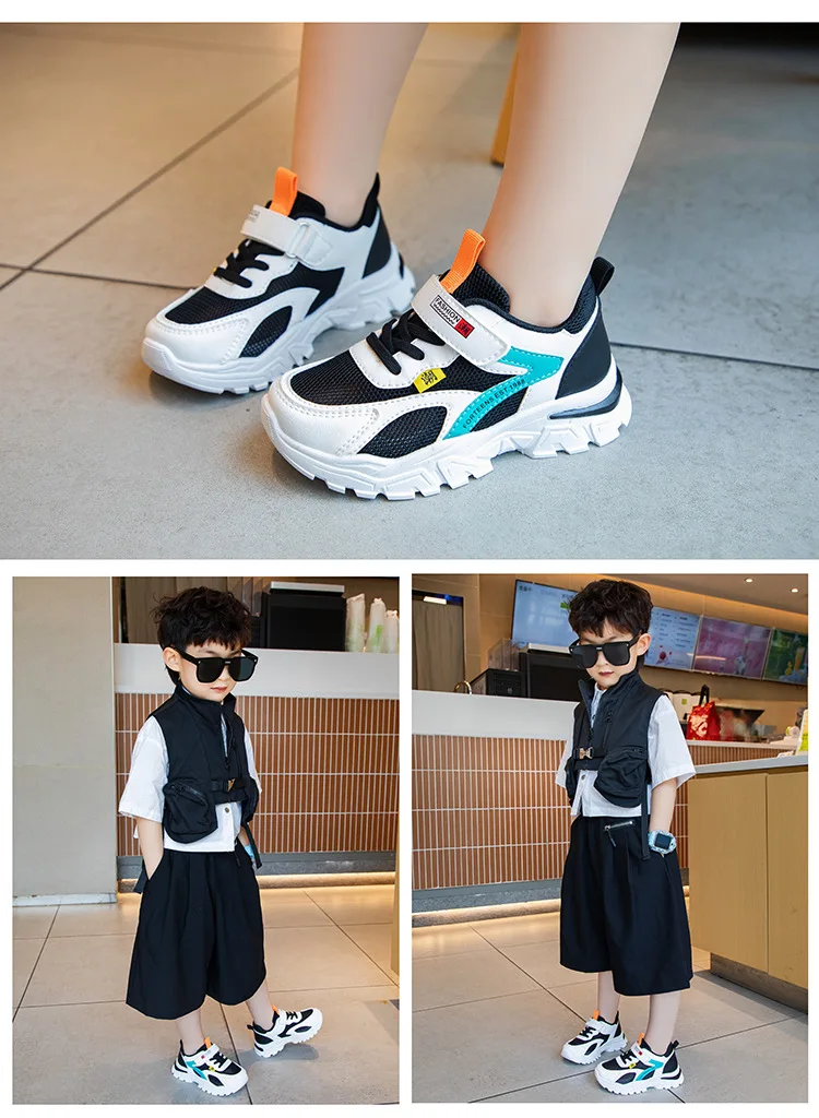 Kinder Turnschuhe Sportschuhe für Jungen Mode Leder Kinder Atmungsaktive Mesh Komfort Schuhe Casual Walking Outdoor Laufschuhe – Detail 25