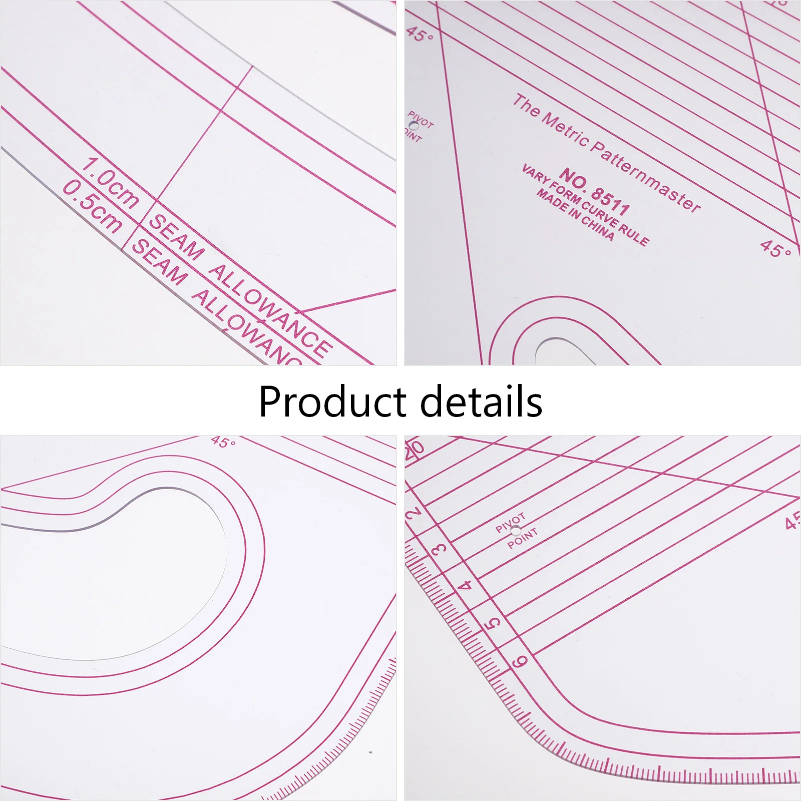 Régua de classificação dupla curva modelador feminino francês para fazer padrões costurar pc alfaiates tecido de costura