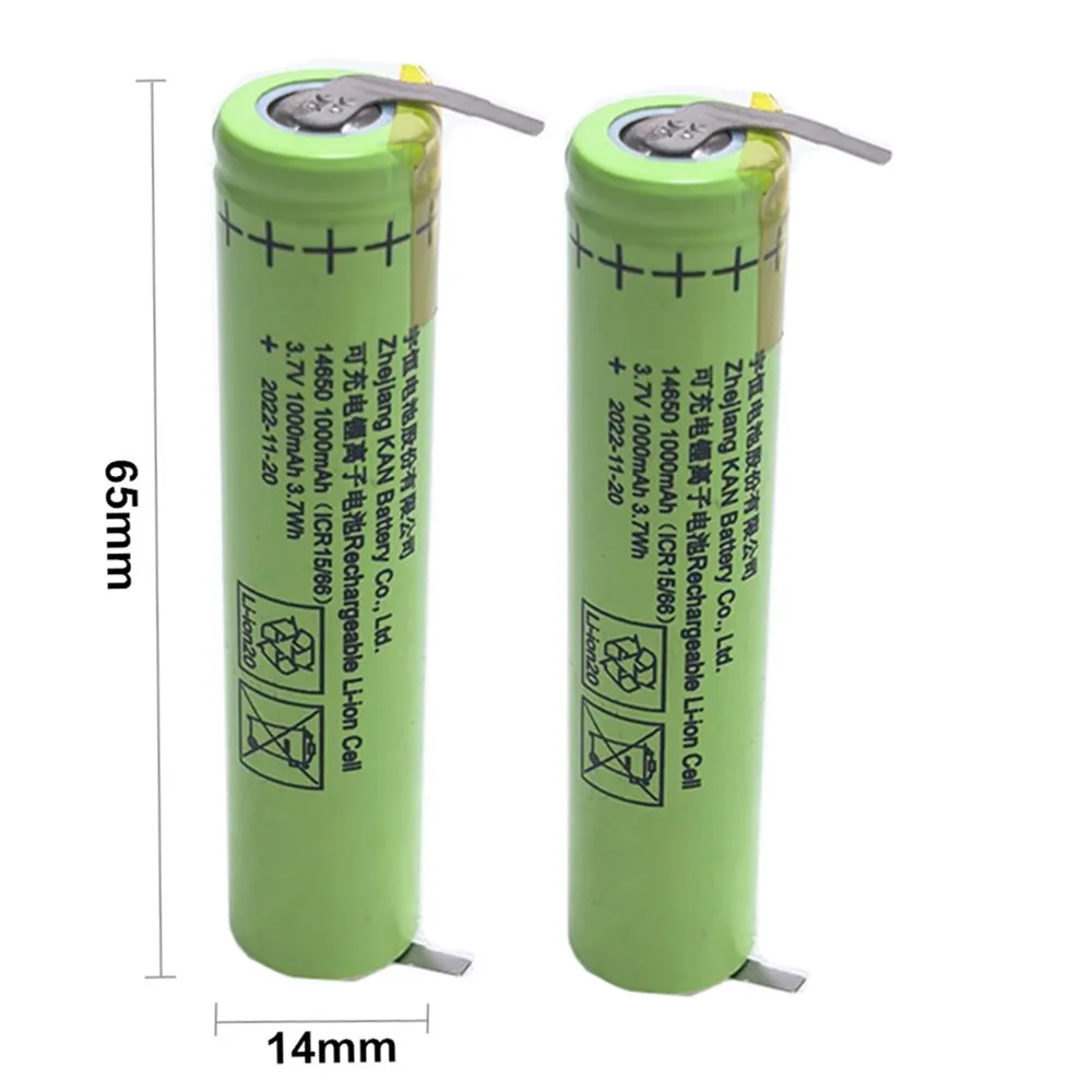 2PCS 14650 3.7V 1000mAh With Soldering Tabs Battery For SOOCAS V1 V2 X3 X3U X5 D2 D3 Sonic Electric Toothbrush Led Flashlight
