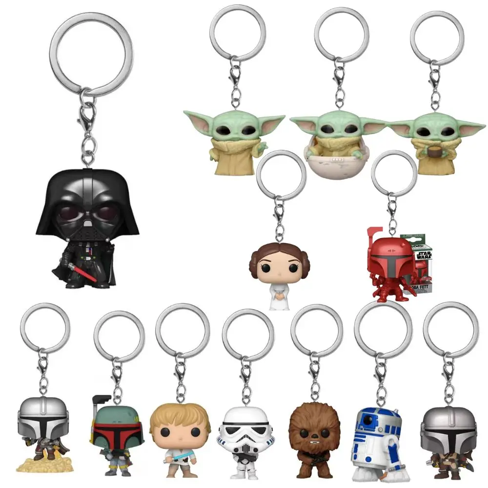 Keychain Star Wars Obi-wan Kenobi The Child Baby Yoda with Cup Boba Fett the Mandalo Pocket PVC Figure Toys Keyring