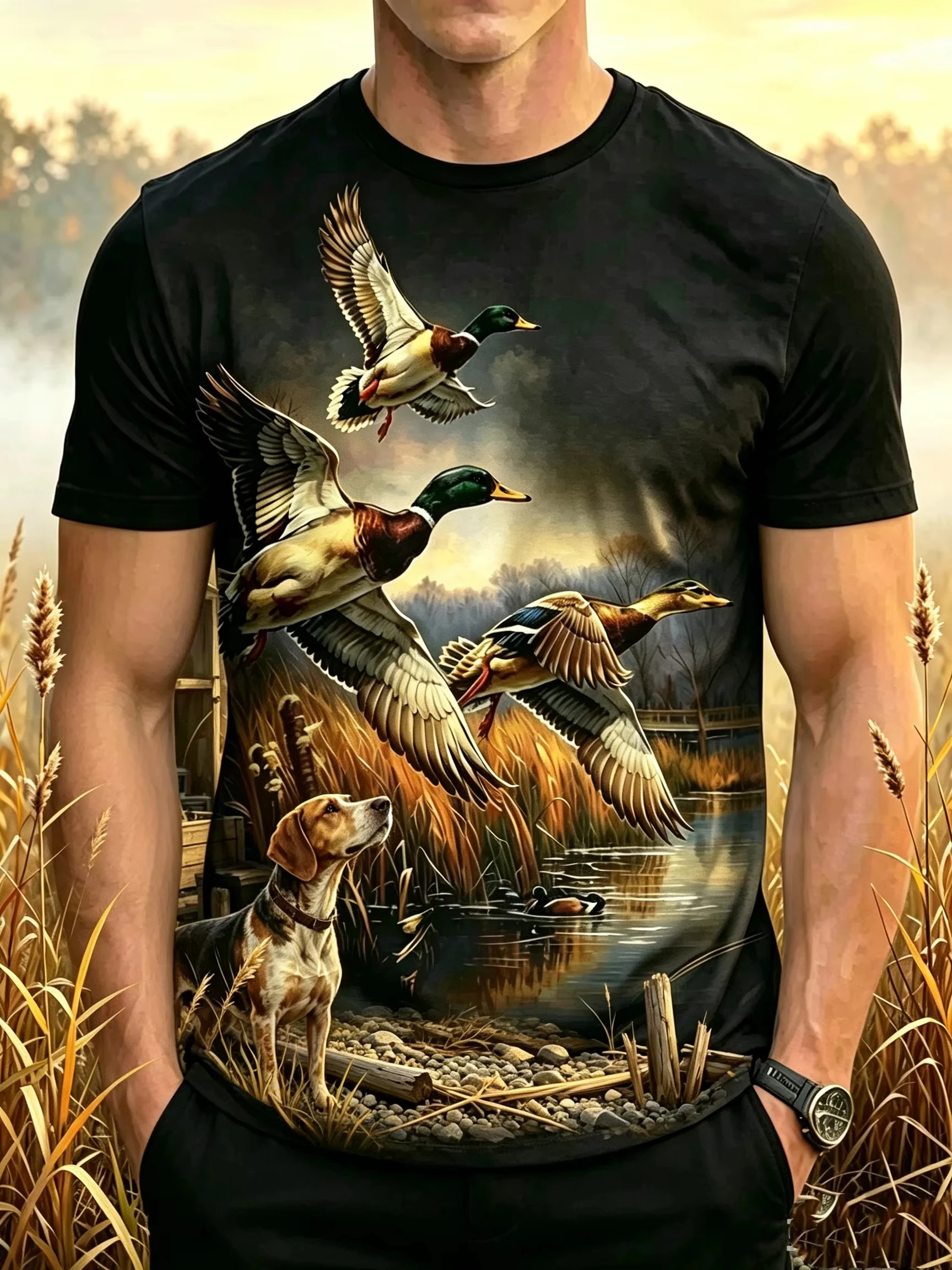 Мужская футболка с 3D-принтом  – обзор и цена Outdoor Hunting Graphic Tees