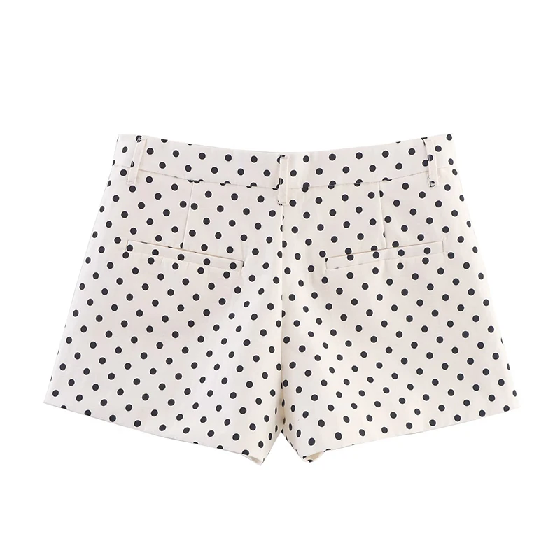 YENKYE 2025 Vintage Polka Dot Shorts Women Mid-rise Casual Summer Short Pants pantalones cortos