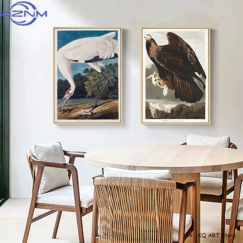 Vintage Bird Prints Retro Animal Art Natural History Canvas Paintings HD Pictures Wall Art For Living Room Home Decor Frameless