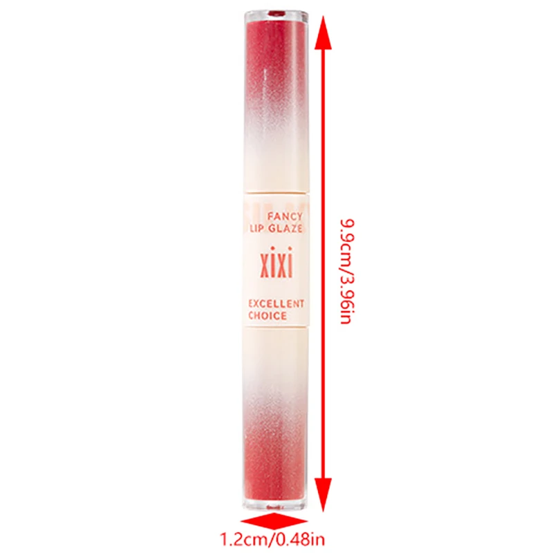 Brillo de labios resistente al agua de doble cabezal, brillo de labios de terciopelo mate, esmalte de labios de larga duración, tinte rojo Sexy, maquillaje de lápiz labial líquido, 1 ud.